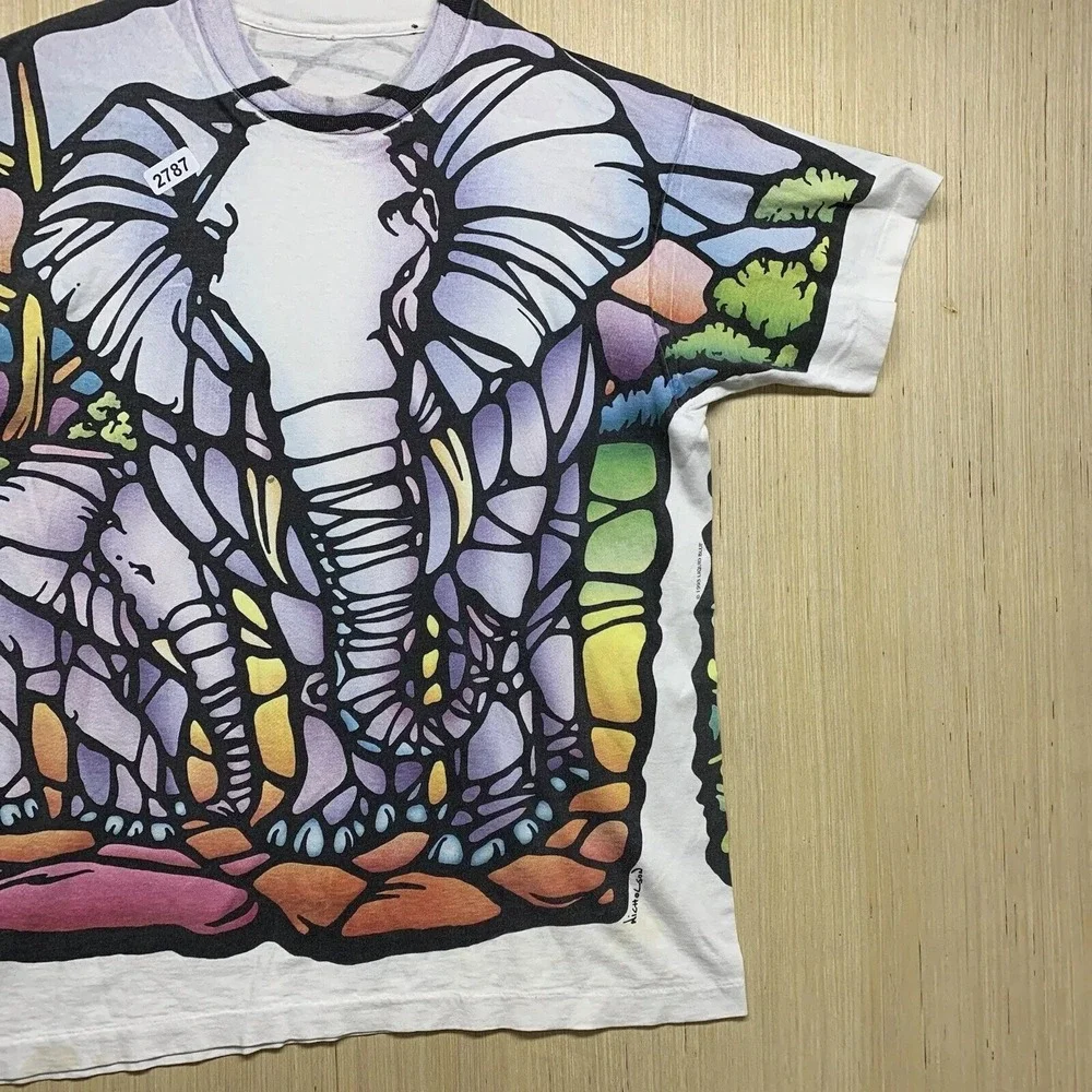 Vintage Liquid Blue Shirt Adult Extra Large White Short Sleeve Men's 1993 AOP - Picture 3 of 16